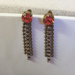 Ball Chain SWAROVSKI Crystal EARRINGS- Peach